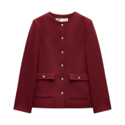 (W) Zara ZW Collection Button Blazer Burgundy