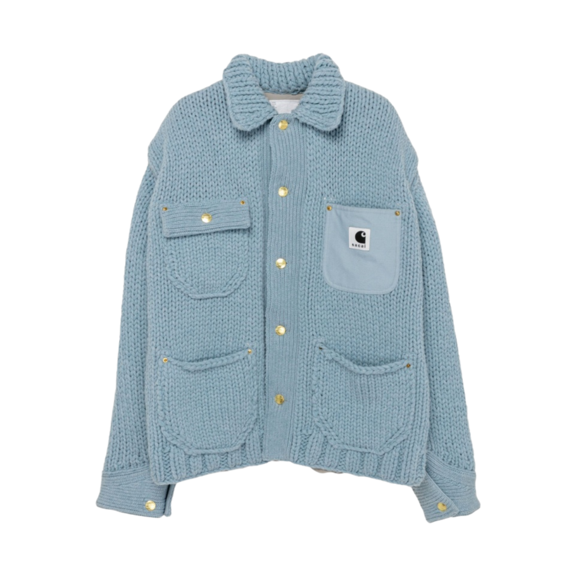 23-03111M-451 Sacai x Carhartt WIP Knit Jacket Michigan Light Blue