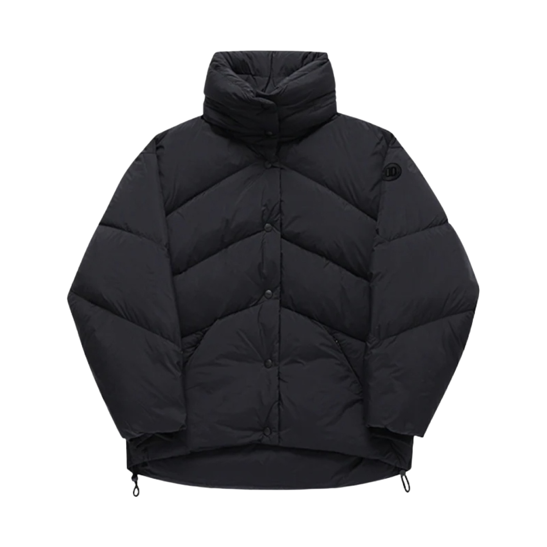 - (W) Duno Lexi Oversize Down Jacket in Microfiber Fabric with Chevron Quilting Black