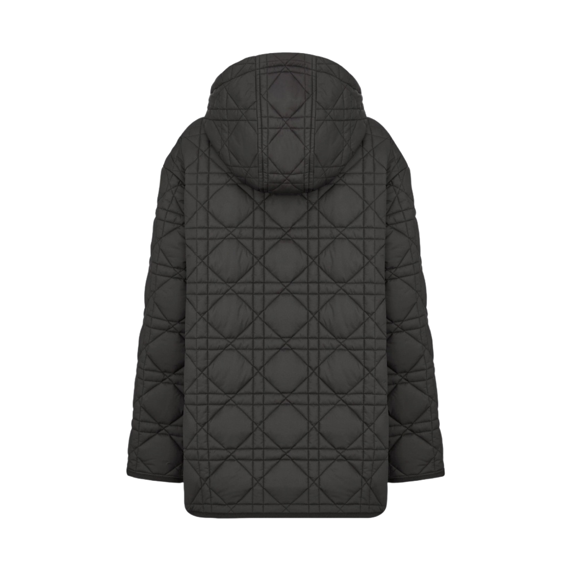 247C47A2827-X9000 (W) Dior Macrocannage Hooded Peacoat Quilted Technical Taffeta Black - #2