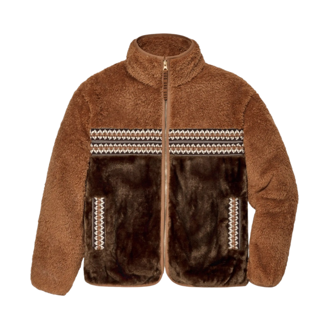 (W) 어그 마를린 쉐르파 자켓 체스트넛 헤리티지 브레이드 리((W) Ugg Marlene Sherpa Jacket Chestnut Heritage Braid Li)
