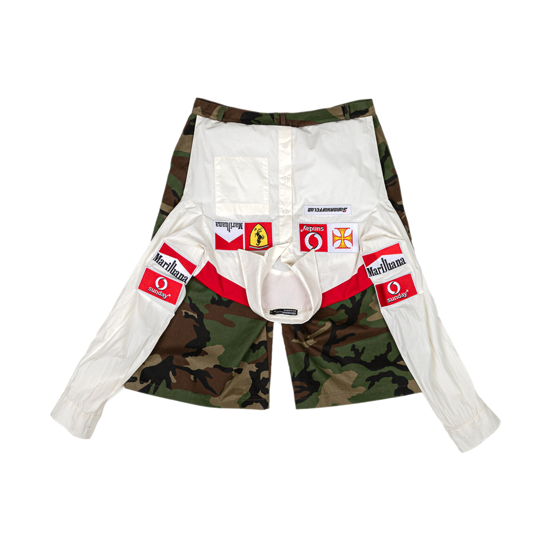 선데이오프클럽 레이어드 레이싱 셔츠 위드 카모플라주 쇼츠 카모(Sundayoffclub Layered Racing Shirt with Camouflage Shorts Camo)