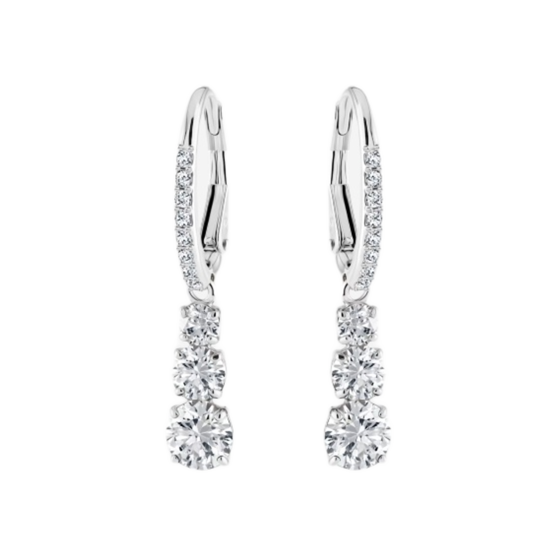 5416155 (W) Swarovski Attract Trilogy Hoop Earrings White Rhodium Plated