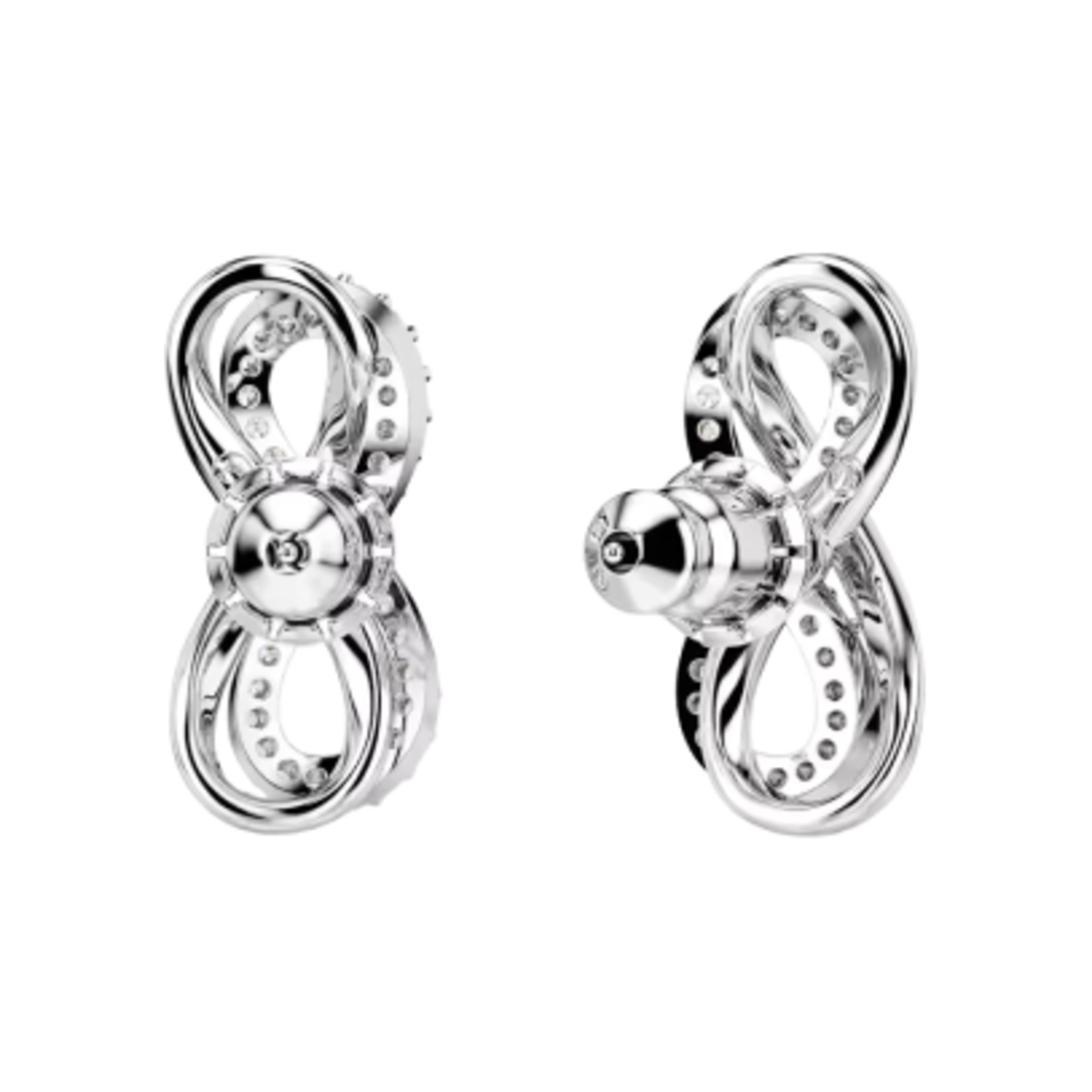 (W) 스와로브스키 하이퍼볼라 스터드 이어링 인피니티 화이트 로듐 플래팅((W) Swarovski Hyperbola Stud Earrings Infinity White Rhodium Plated) - 2