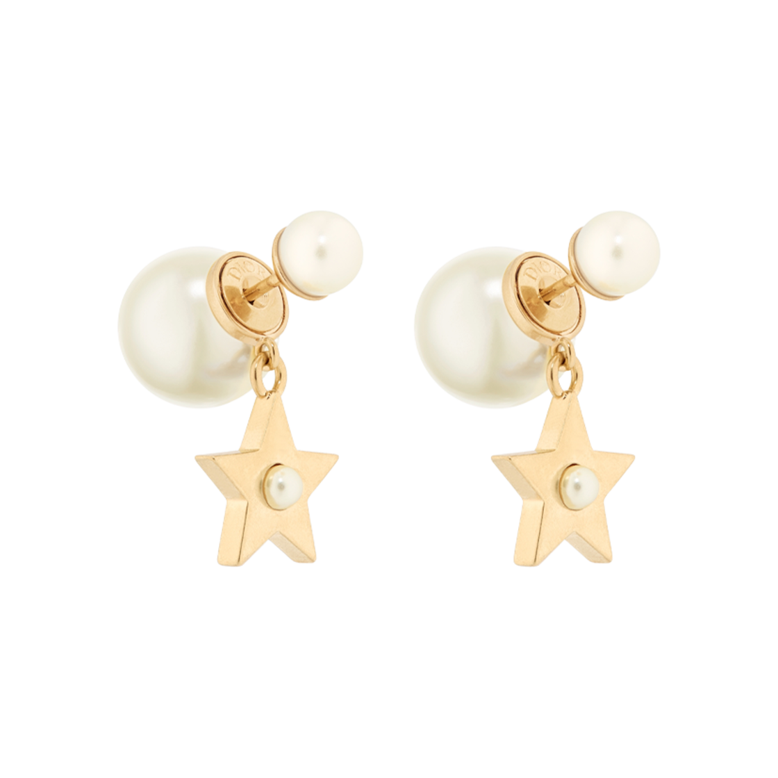 (W) 디올 트리발 이어링 골드 피니쉬 메탈 화이트 레진 펄((W) Dior Tribales Earring Gold Finish Metal White Resin Pearls) - 1