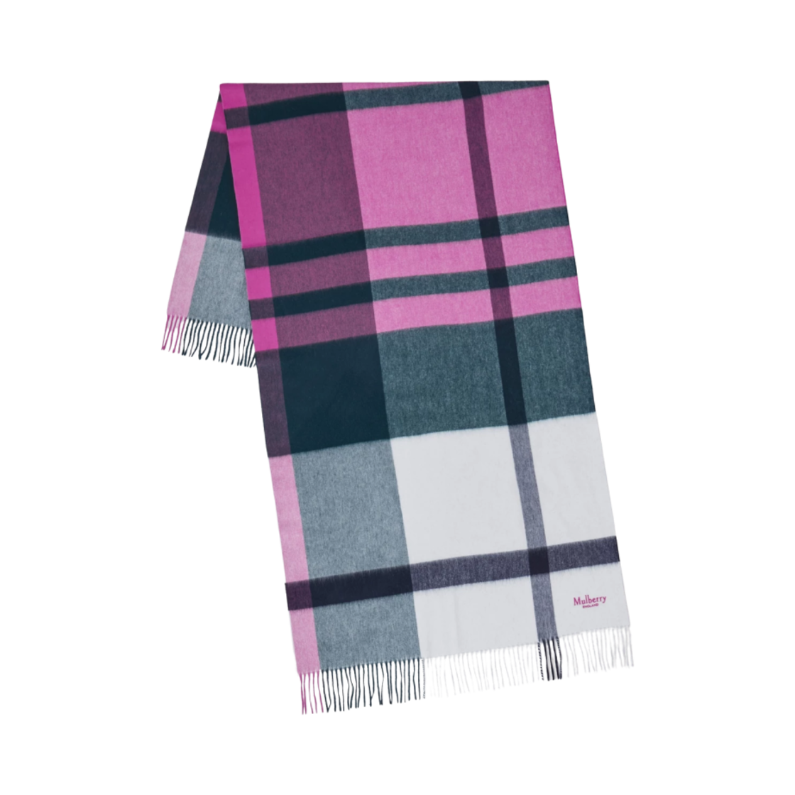 멀버리 라지 체크 메리노 울 스카프 크림(Mulberry Large Check Merino Wool Scarf Cream) - 1