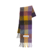 Acne Studios Mohair Checked Muffler Anthracite Grey Yellow Purple