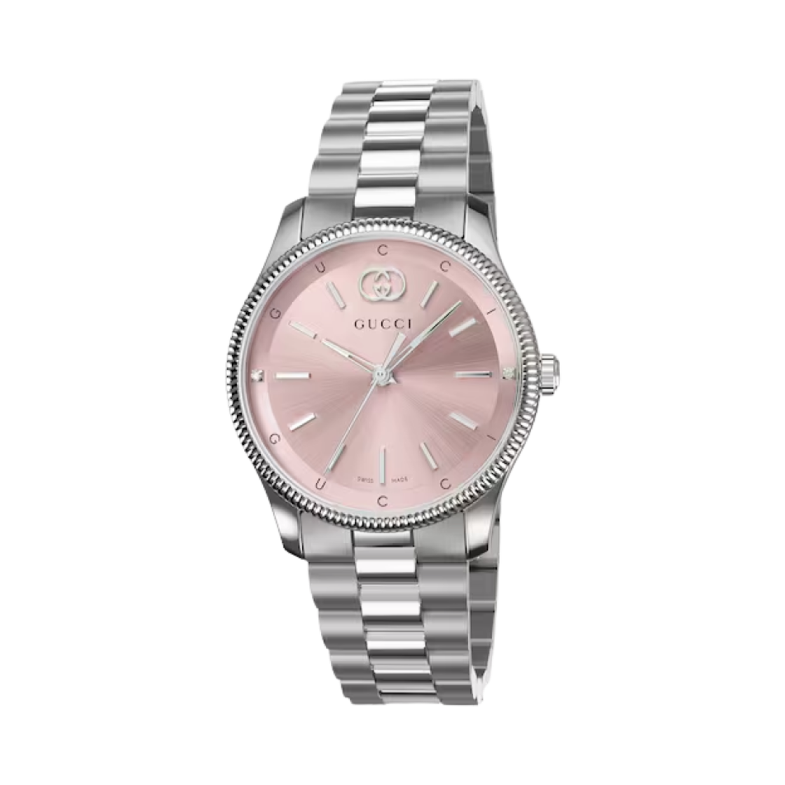 (W) 구찌 G-타임리스 쿼츠 29mm 스테인리스 스틸 핑크((W) Gucci G-Timeless Quartz 29mm Stainless Steel Pink)