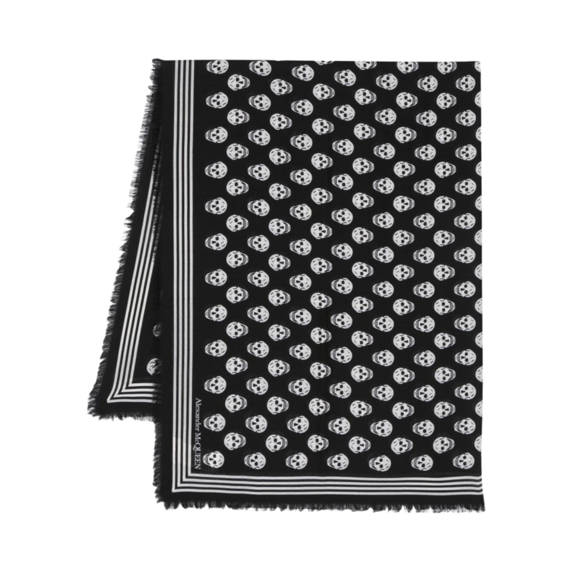 알렉산더 맥퀸 스컬 프린트 울 스카프 블랙(Alexander McQueen Skull Print Wool Scarf Black)