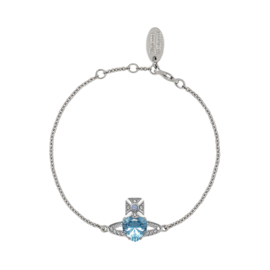 6102020Q-02P649 Vivienne Westwood Ariella Bracelet Platinum Aquamarine CZ Light Sapphire Black