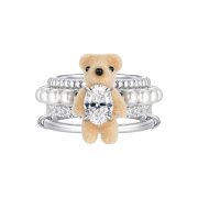 Yvmin Mini Pearlescent Bear Multi Layered Ring White - 25SS