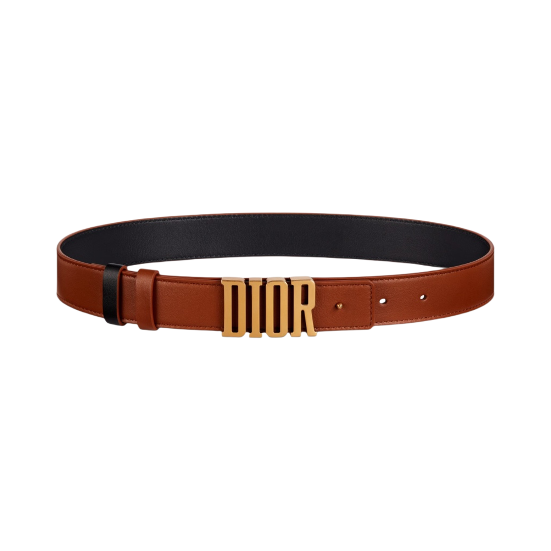 (W) 디올 D 펜스 30mm 스무스 카프스킨 리버시블 벨트 골든 새들 블랙((W) Dior D Fence 30mm Smooth Calfskin Reversile Belt Golden Saddle Black) - 1
