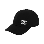 (W) Chanel Cap Cotton Glass Pearls & Black