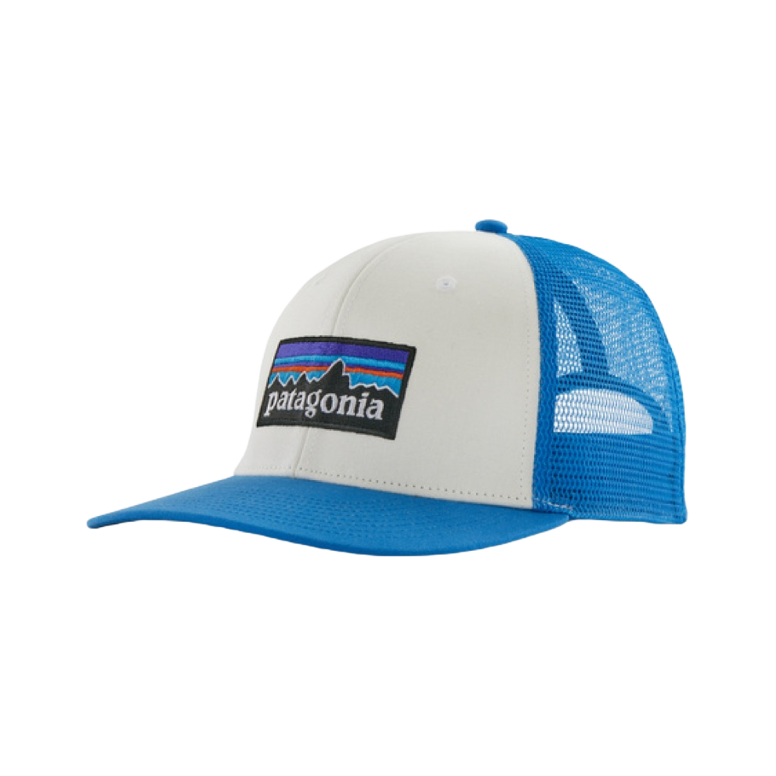 38289 Patagonia P-6 Logo Trucker Hat White W Vessel Blue