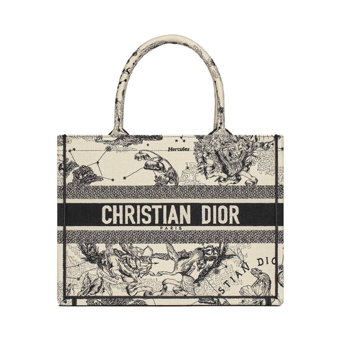M1296ZRHZ-M06E Dior Medium Book Tote Latte Black Zodiac