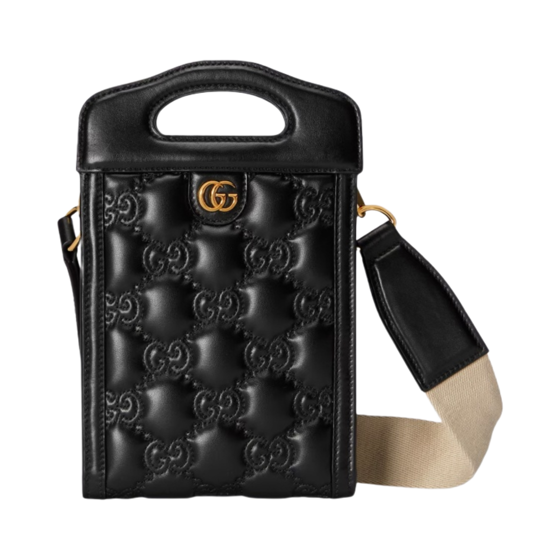 723776-UM8HG-1046 Gucci GG Matelasse Top Handle Mini Bag Black Leather
