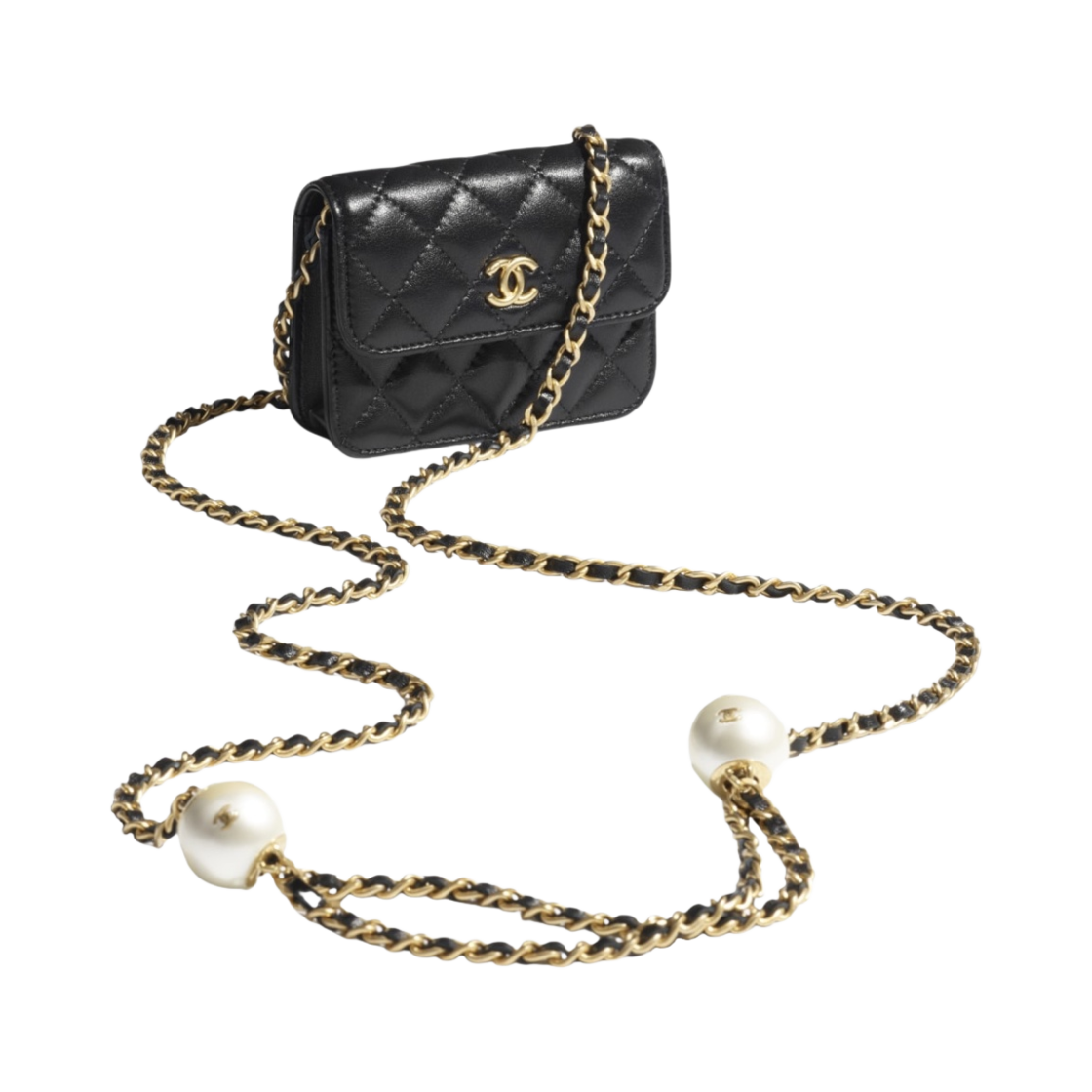 샤넬 클래식 체인 달린 미니백 램스킨 판타지 펄 & 골드 메탈 블랙(Chanel Classic Clutch with Chain Lambskin Fantasy Pearls & Gold Black) - 2