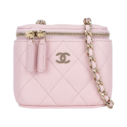 Chanel Small Classic Vanity with Chain Grained Calfskin & Gold Light Pink
