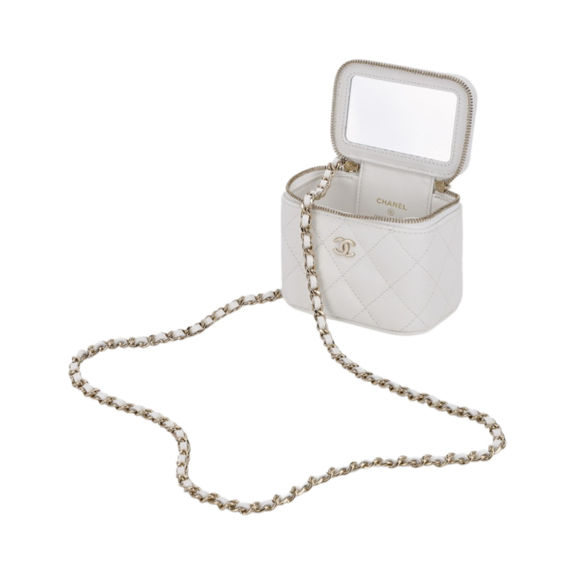 AP1340-Y33352-10601 Chanel Small Classic Vanity with Chain Grained Calfskin & Gold White - #3