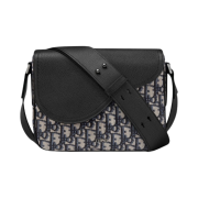 Dior Mini Saddle Messenger Bag Grained Calfskin & Beige Black Dior Oblique Jacquard Black