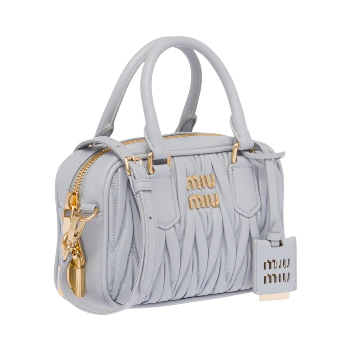 미우 미우 마테라쎄 나파 가죽 탑 핸들백 콘플라워(Miu Miu Matelasse Nappa Leather Top Handle Bag Cornflower) - 2