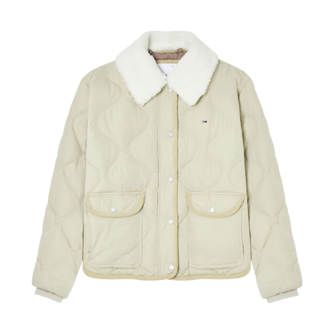 T32E7QJC22TWL1ACE (W) Tommy Jeans Sherpa Short Down Stoney Beige