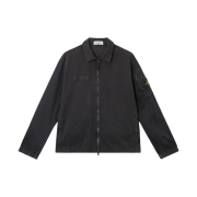 Stone Island 1200003 Organic Stretch Broken Twill Cotton Old Effect Overshirt with Zip Fastening Black - 25SS