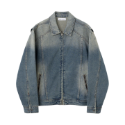 Millo Archive Back Pleats Denim Jacket Fade Blue