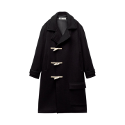 (W) Zara Wool Blend Coat With Toggles Black