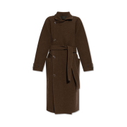 Lemaire Contrast Stitch Wrap Coat Brown Chine
