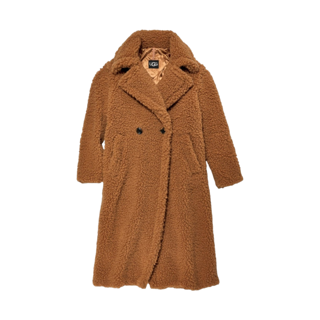 1120631-CHE (W) UGG Gertrude Long Teddy Coat Chestnut