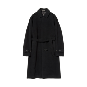 Auralee Cashmere Wool Mosser Soutien Collar Coat Black - 22AW