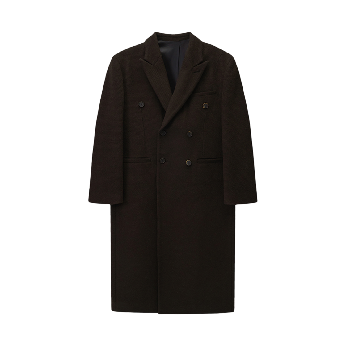 에스티유 백 버튼 더블 코트 브라운