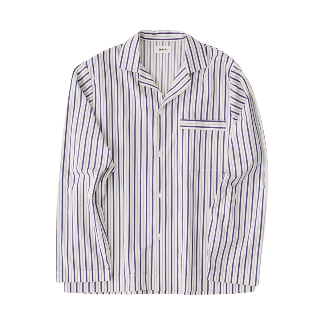 테클라 포플린 슬립웨어 롱슬리브 셔츠 리도 스트라이프(Tekla Poplin Sleepwear Long Sleeve Shirt Lido Stripes)