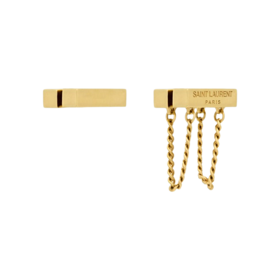 (W) 생로랑 어시메트릭 이어링 메탈 골드((W) Saint Laurent Asymmetric Earrings in Metal Gold) - 1