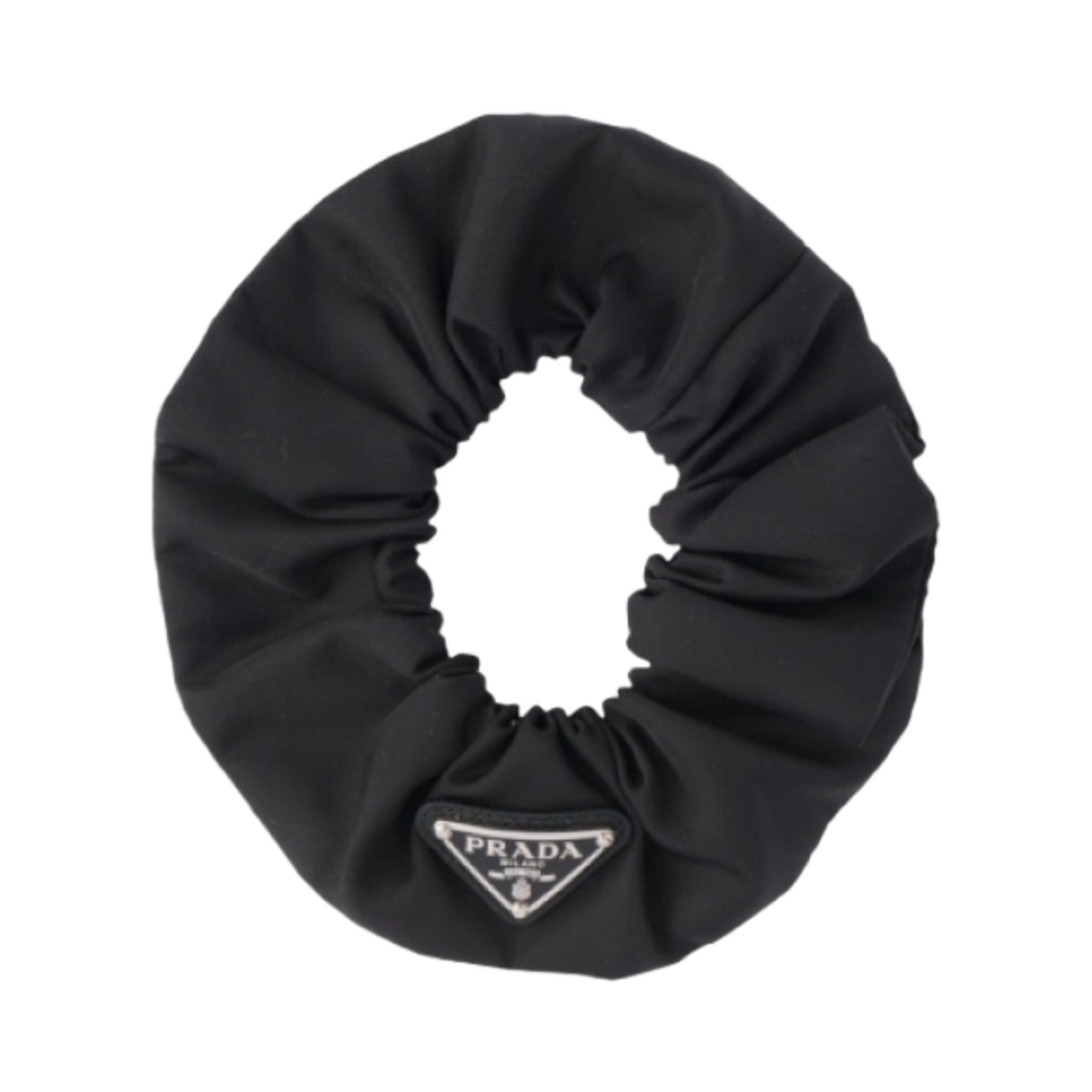 (W) 프라다 리나일론 곱창 헤어밴드 블랙((W) Prada Re-Nylon Scrunchie Black)
