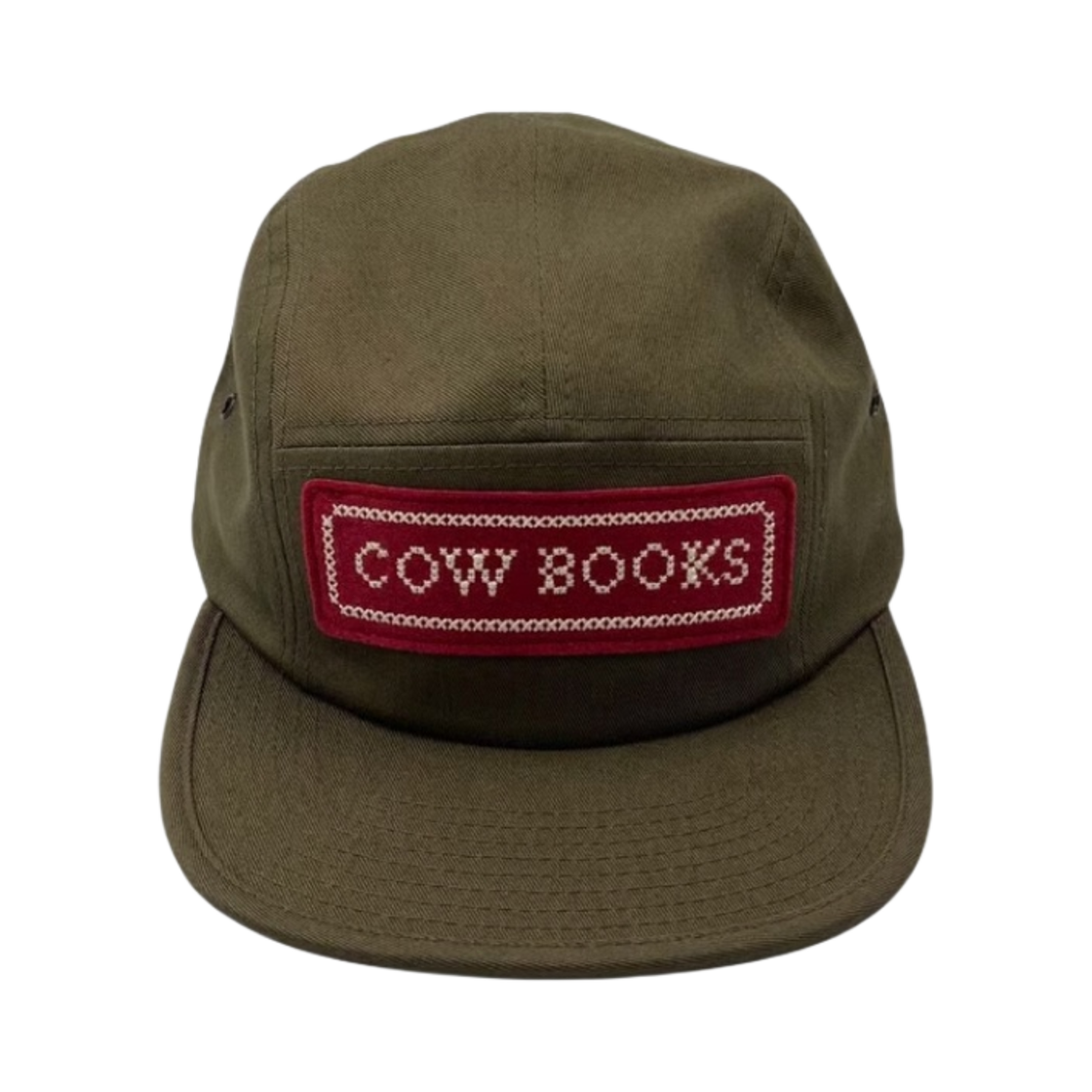 카우북스 크로스 스티치 로고 와펜 제트 캡 올리브 다크 레드(Cow Books Cross Stitch Logo Wappen Jet Cap Olive Dark Red)