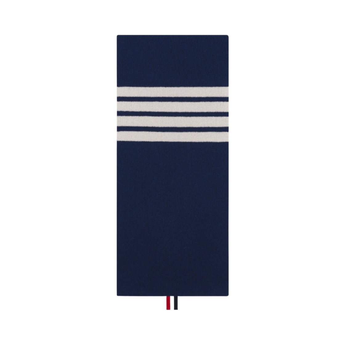 MKS026A-00011-415 Thom Browne Full Needle Rib Knit Cashmere 4-Bar Stripe Scarf Navy