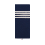 Thom Browne Full Needle Rib Knit Cashmere 4-Bar Stripe Scarf Navy