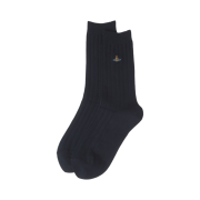 (W) Vivienne Westwood One Point Orb Rib Crew Socks Navy