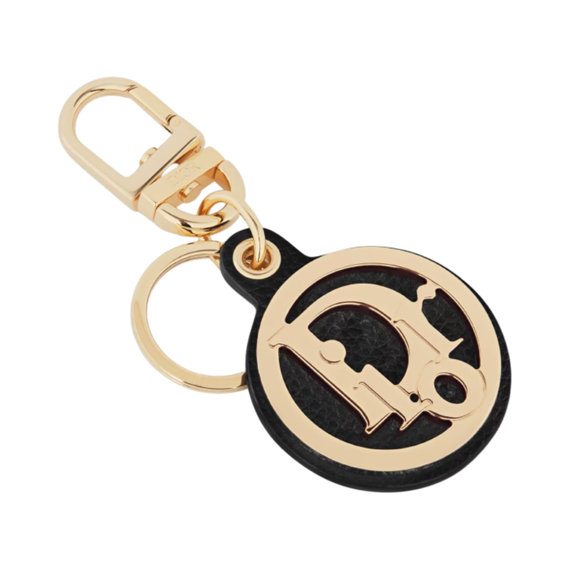 디올 키링 그레인드 카프스킨 앤 골드 피니쉬 브래스 블랙 골드(Dior Key Ring Grained Calfskin and Gold Finish Brass Black Gold) - 1
