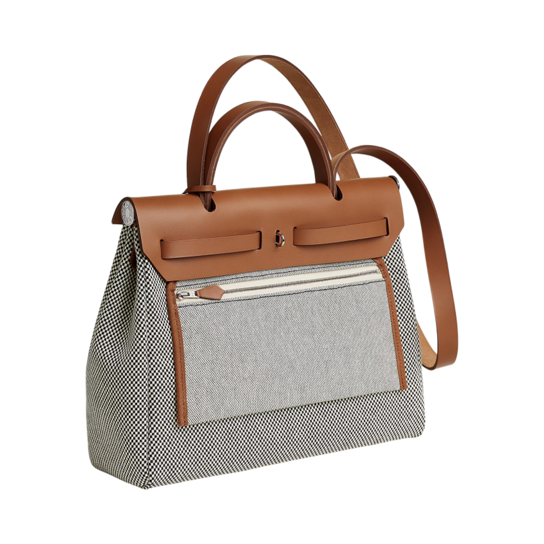 에르메스 에르백 집 31 백 르투르네 바이킹 캔버스 & 팔라듐 하드웨어 에크류 누아 포브(Hermes Herbag Zip 31 Bag Retourne Viking Canvas & Palladium Ecru Noir Fauve) - 2