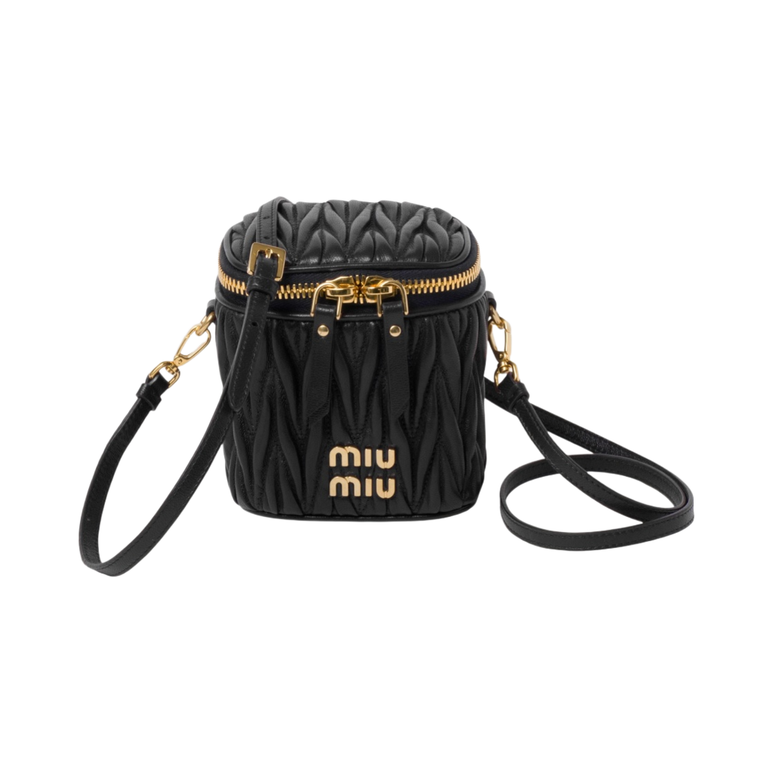 5NR018-2FPP-F0002 Miu Miu Matelasse Nappa Leather Mini Pouch Black