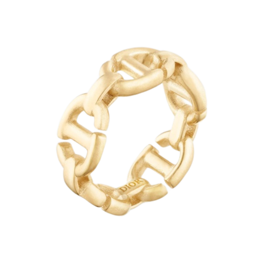 R1070CDNMT-D300 (W) Dior CD Navy Ring Gold Finish Metal