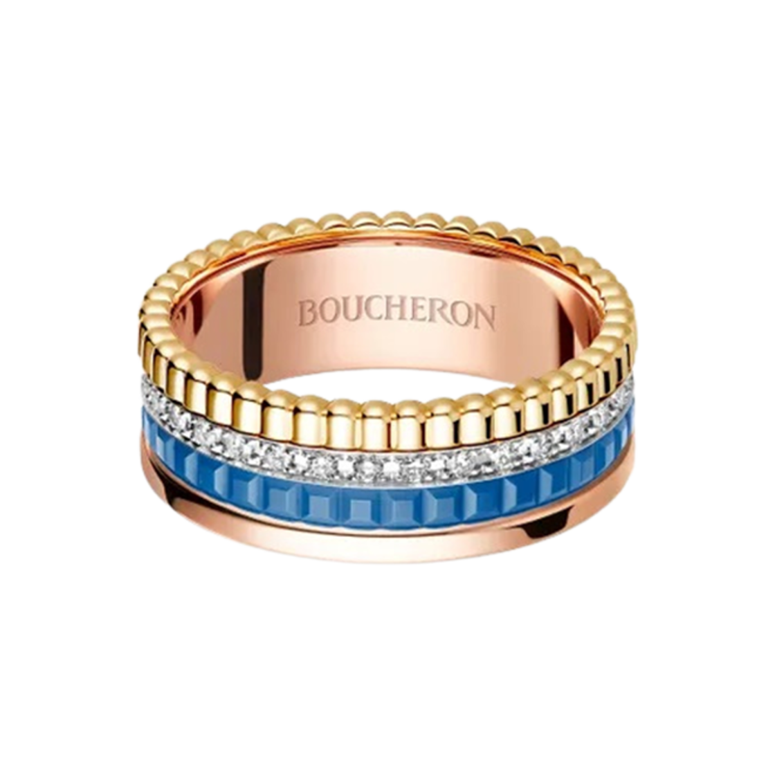 JRG03028 Boucheron Quatre Blue Edition Small Ring 18K Yellow Gold Pink Gold White Gold Blue Ceramic Diamond