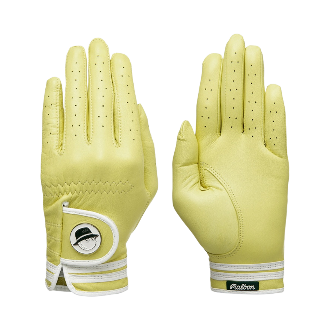 (W) 말본 골프 버킷 레더 글러브 어 페어 레몬((W) Malbon Golf Buckets Leather Glove A Pair Lemon)