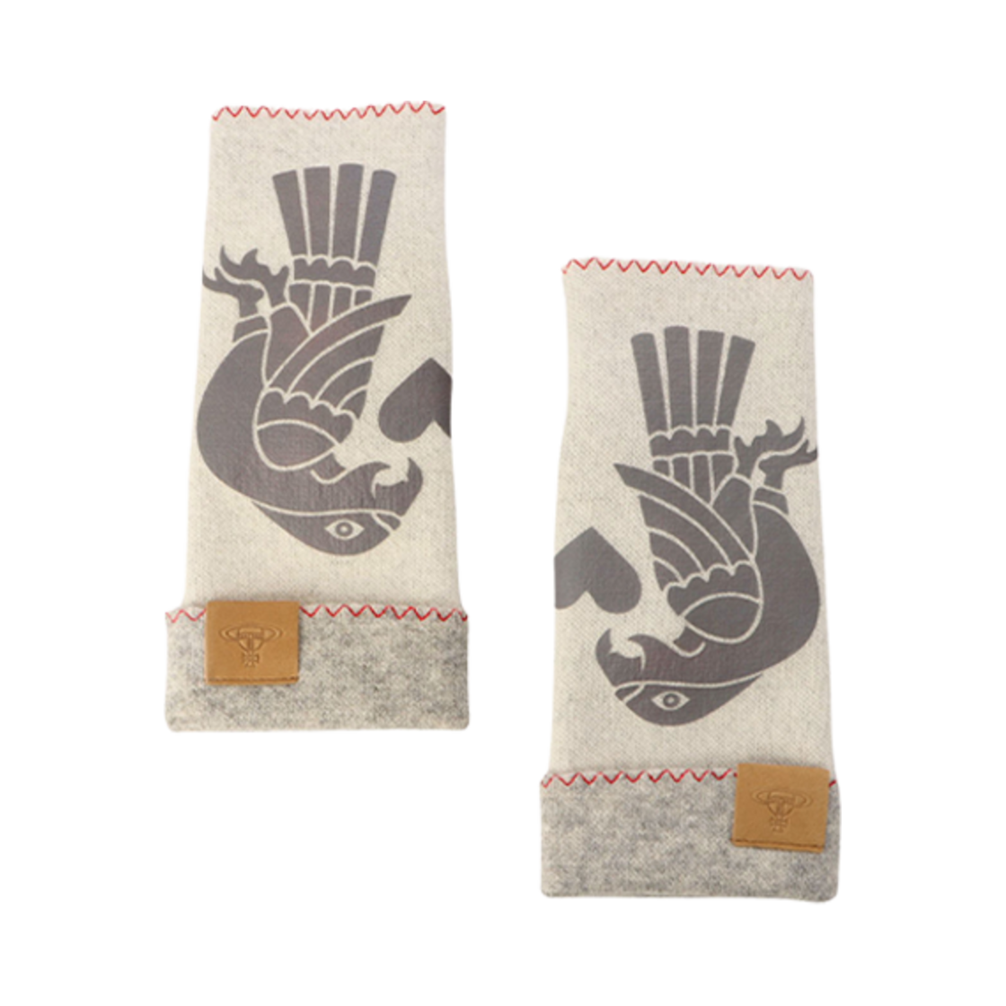 (W) 비비안 웨스트우드 트윈 이글스 핑거리스 글러브 오프 화이트((W) Vivienne Westwood Twin Eagles Fingerless Gloves Off White) - 1