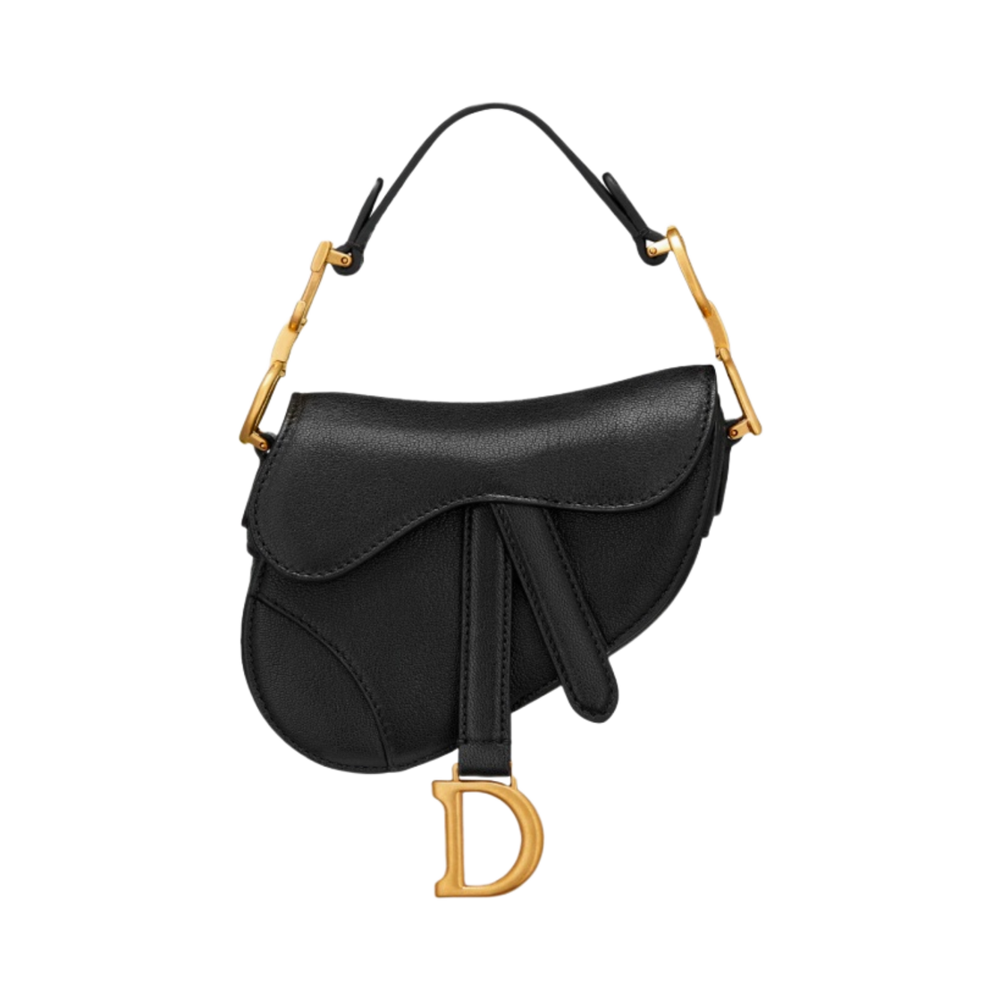 디올 마이크로 새들백 고트스킨 블랙 골드(Dior Micro Saddle Bag Goatskin Black Gold)