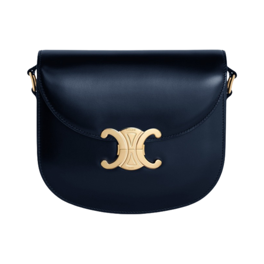 110413BF4-07OC Celine Besace Clea Shoulder Bag in Shiny Calfskin Navy Blue