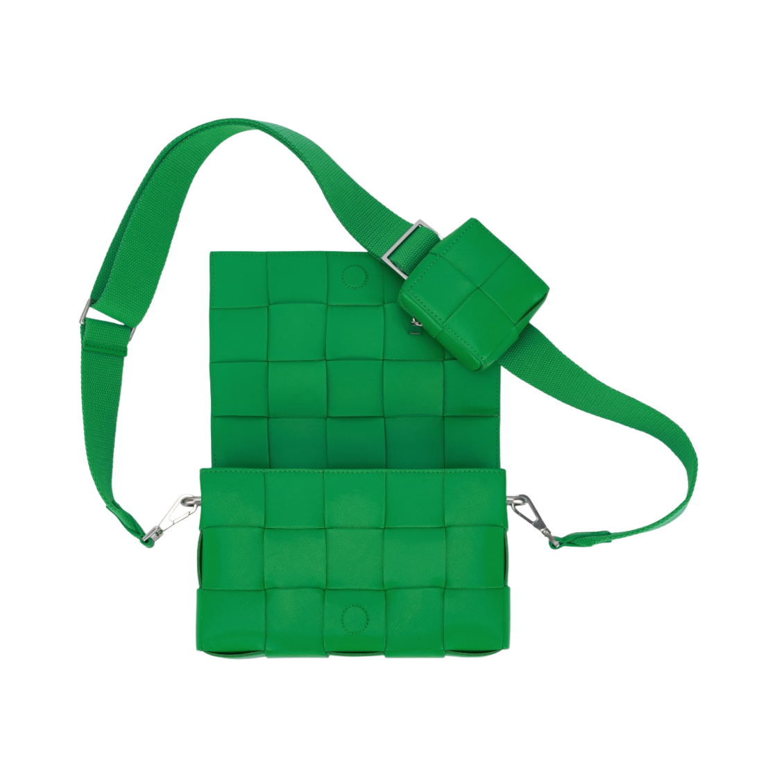 トライアングル◆BOTTEGA VENETA ウール グローブ PARAKEET ボッテガヴェネタ 三つ折り財布 イントレチャート パラキート